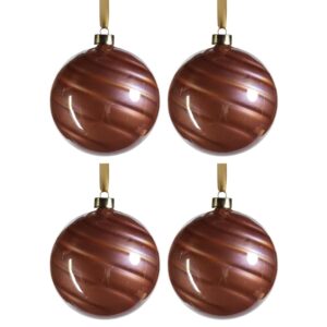 Rose Gold Pearl Luster 4.75" Glass Ball Ornaments, Set of 4 by Zodax