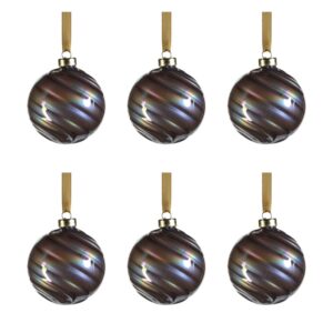 Light Gray Purple Pearl Luster 3.25" Glass Ball Ornaments, Set of 6 by Zodax