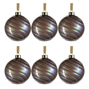 Light Gray Purple Pearl Luster 4" Glass Ball Ornaments, Set of 6 by Zodax