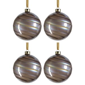 Light Gray Purple Pearl Luster 4.75" Glass Ball Ornaments, Set of 4 by Zodax