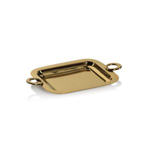 Ollie Small Gold Polished Brass Serving Tray by Zodax