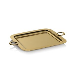 Ollie Medium Gold Polished Brass Serving Tray by Zodax