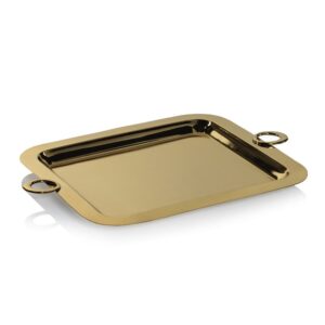 Ollie Large Gold Polished Brass Serving Tray by Zodax