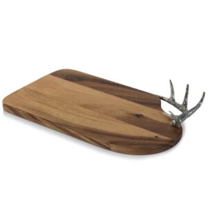 Malachi Large Cheese & Charcuterie Board with Pewter Antler Handle  by Zodax