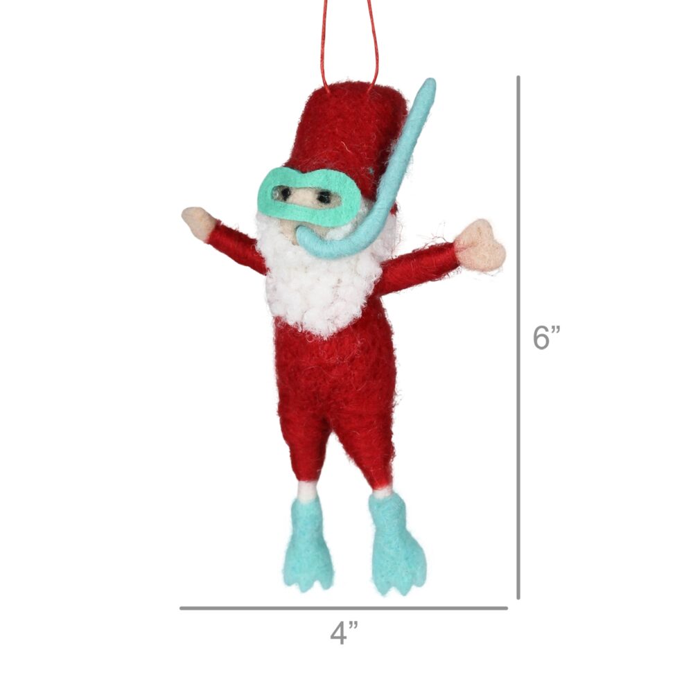 Snorkeling Santa Felt Ornament Set of 2 by HomArt - Image 3
