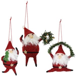 Dancing Santa Felt Ornaments Set of 3 by HomArt