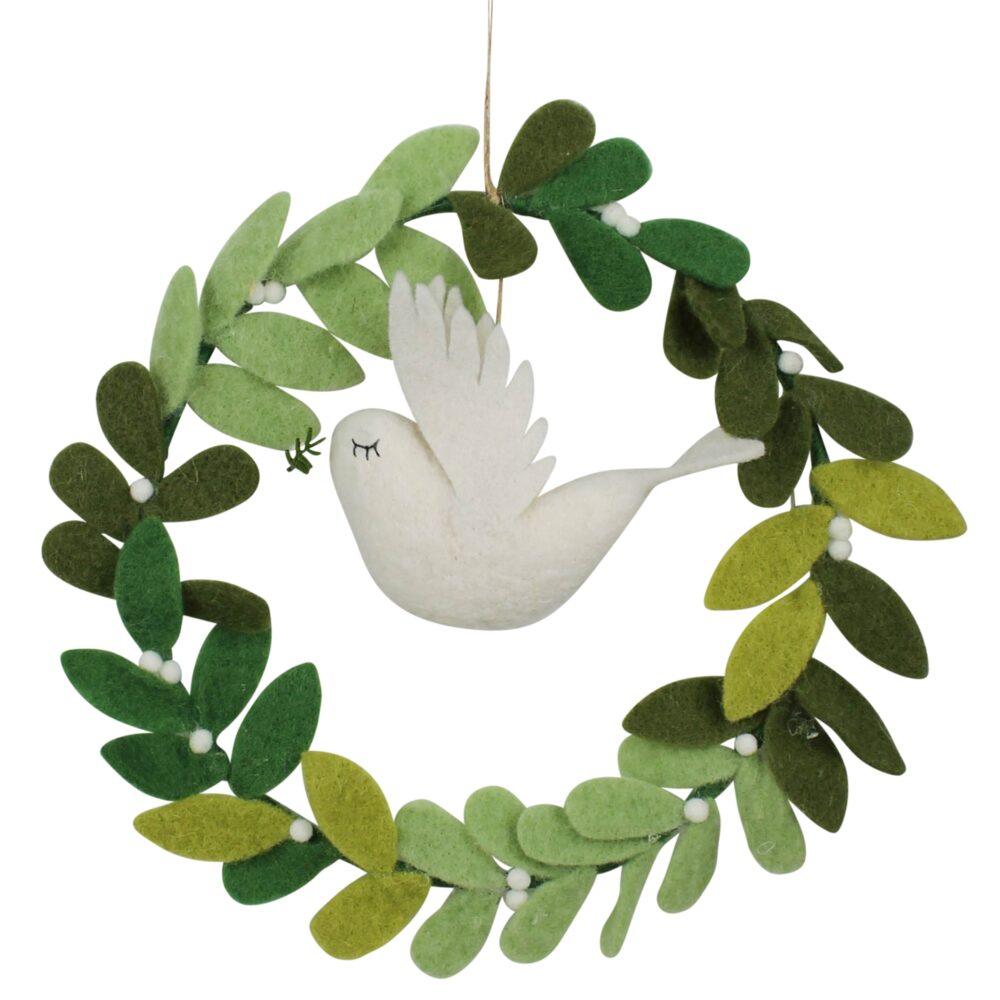 Felt Wreath with Dove by HomArt