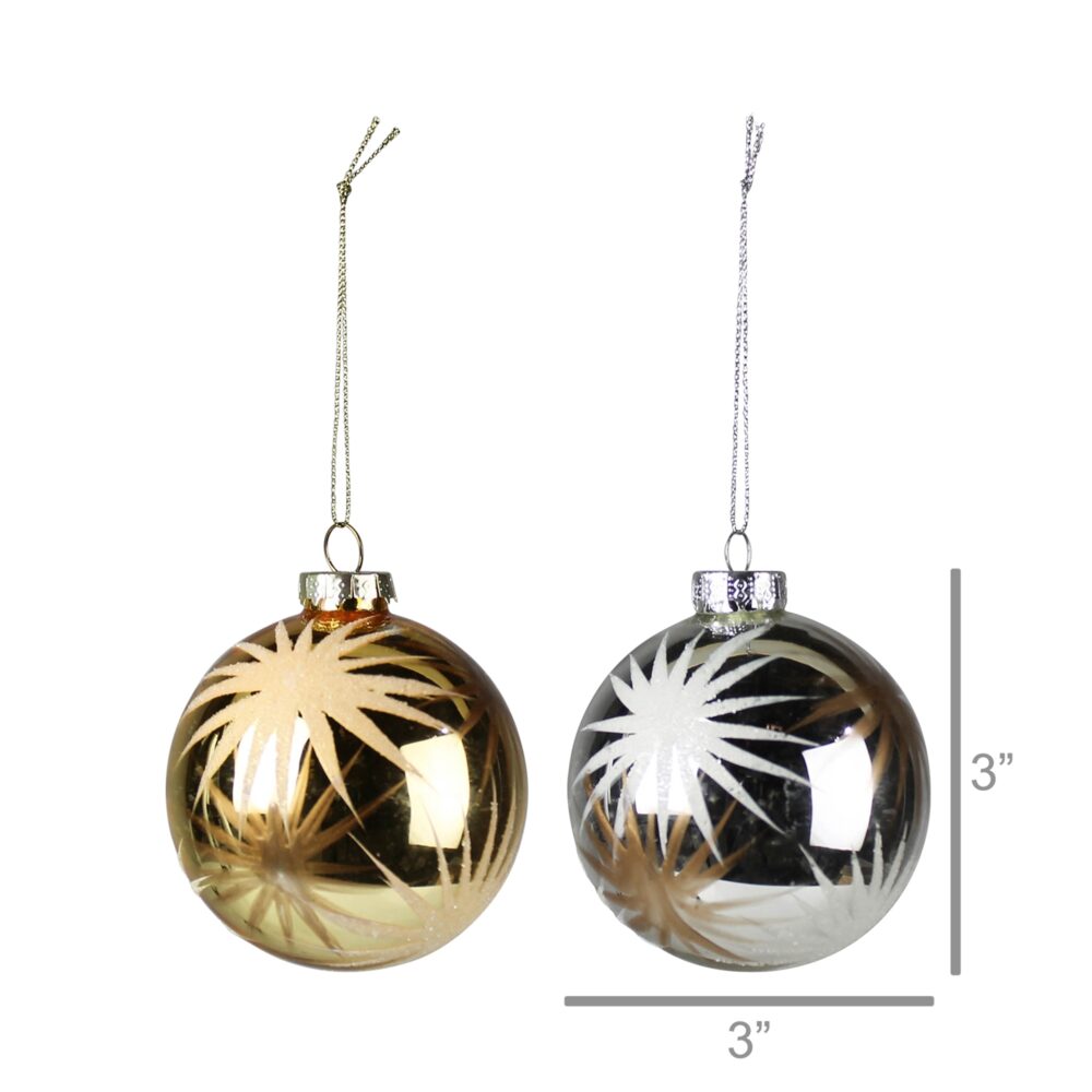 Etched Starburst Glass Ornament Set of 4 by HomArt - Image 4