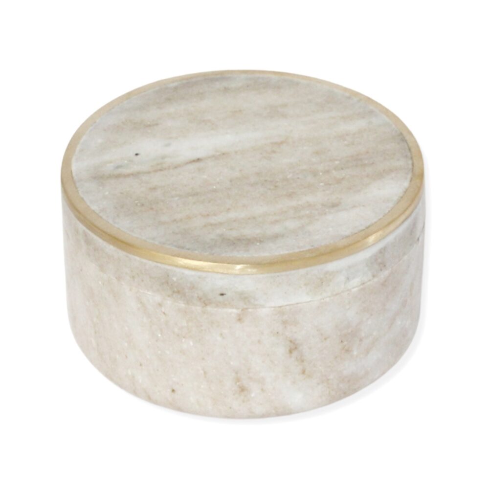 Beige Marble Canisters with Brass Edge Lid by BIDKhome