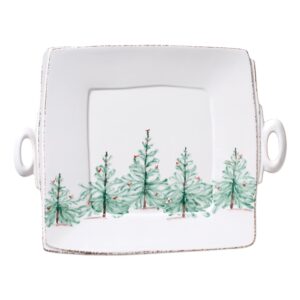 Lastra Holiday Handled Square Platter by VIETRI