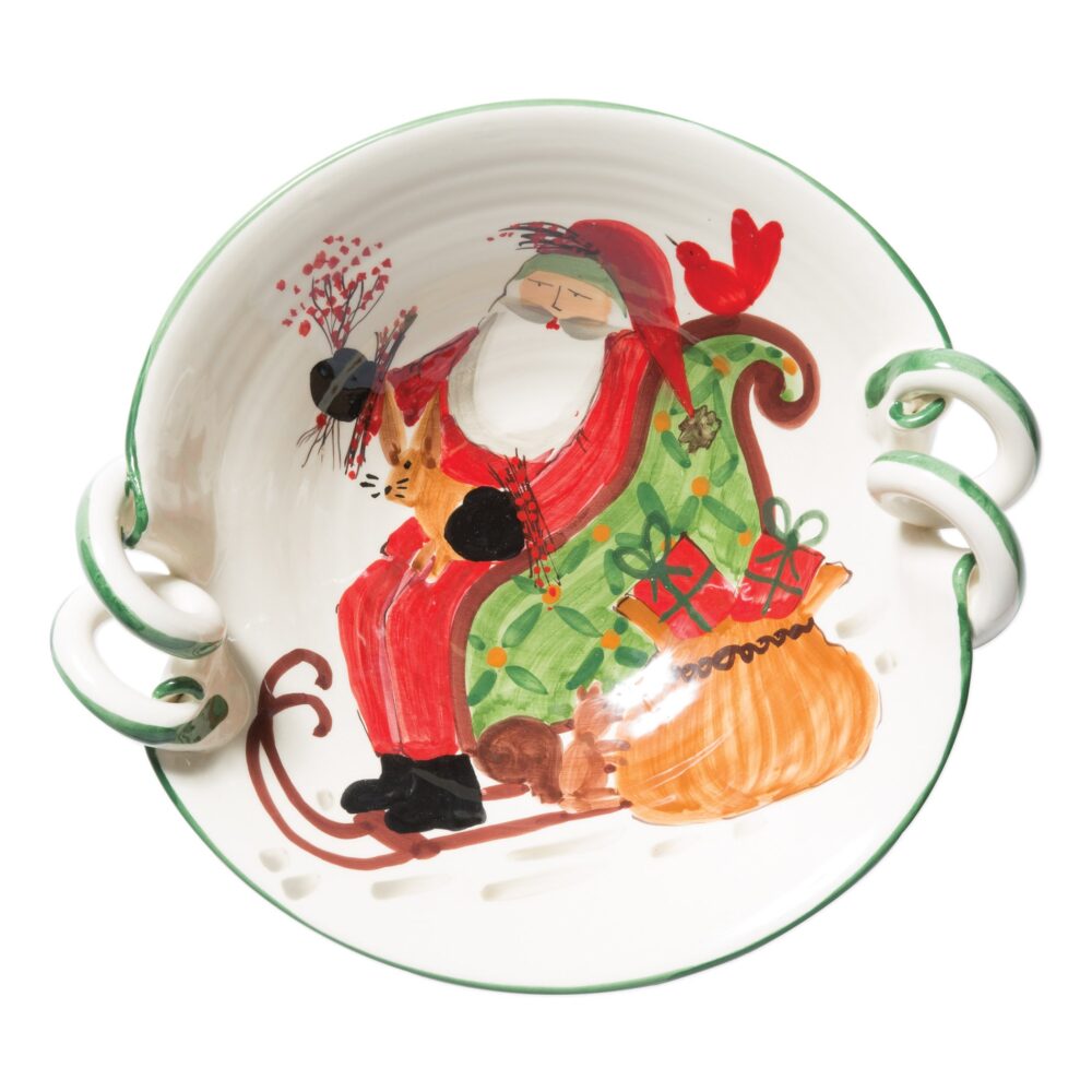 Old St. Nick Handled Scallop Bowl w/ Sleigh by VIETRI