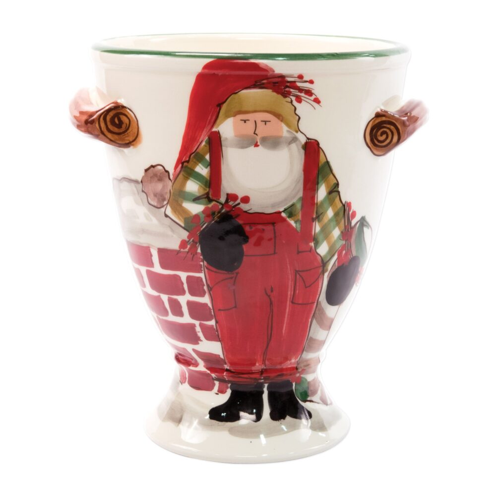 Old St. Nick Footed Urn w/ Chimney & Stockings by VIETRI