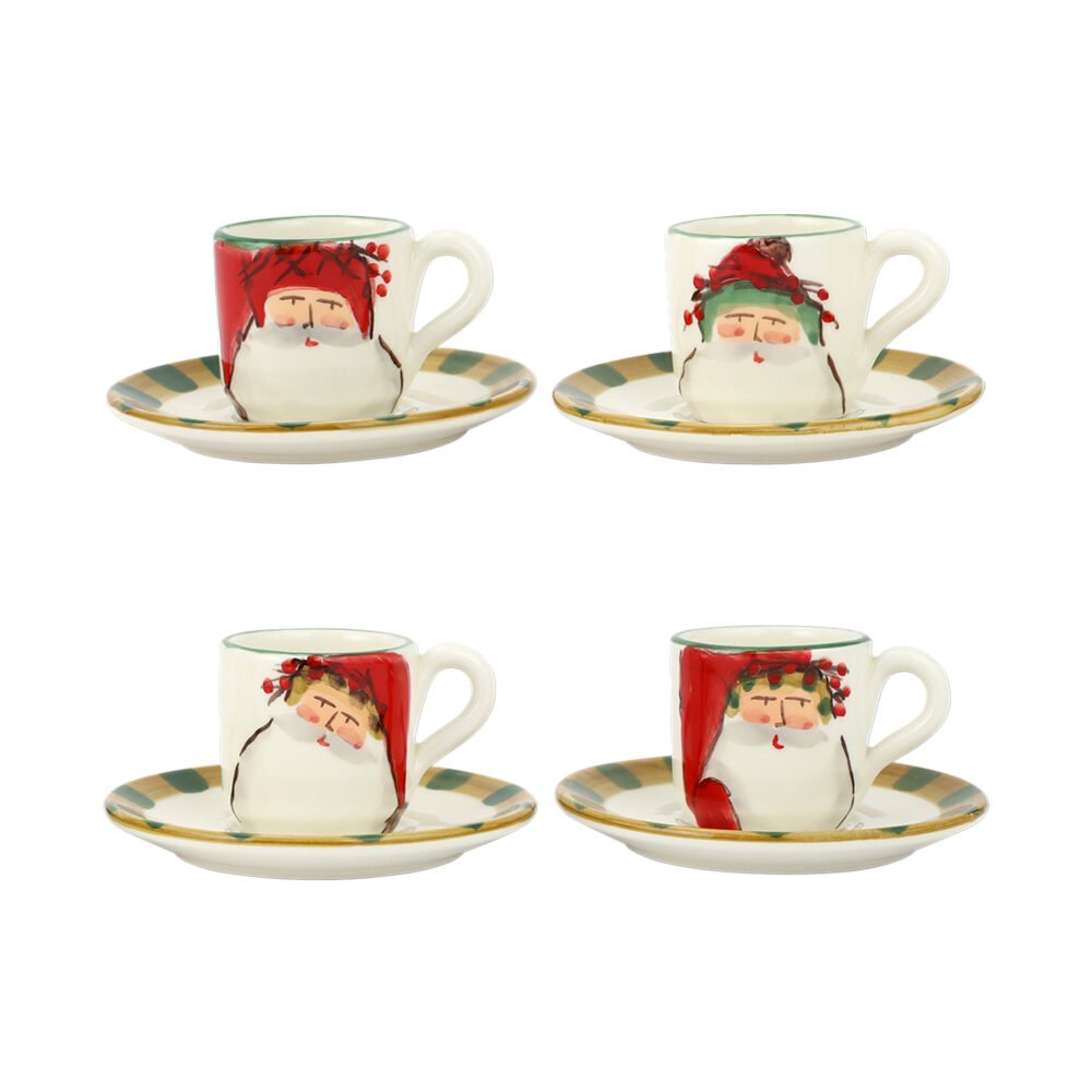 Old St. Nick Assorted Espresso Cups & Saucers - Set of 4 by VIETRI
