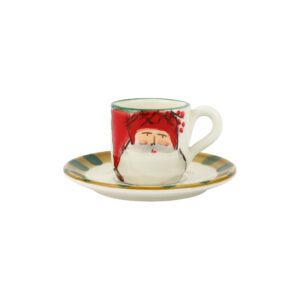 Old St. Nick Espresso Cup & Saucer - Red Hat by VIETRI