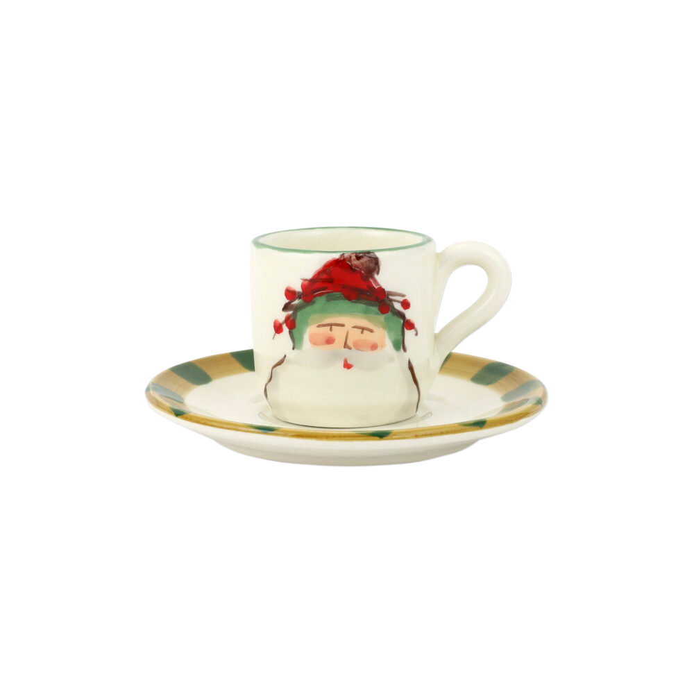 Old St. Nick Espresso Cup & Saucer - Green Hat by VIETRI