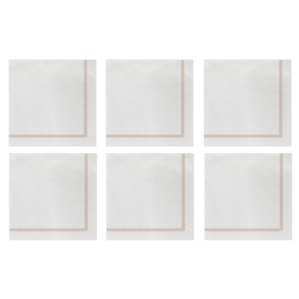 Papersoft Napkins Fringe Linen Cocktail Napkins (Pack of 20) - Set of 6 by VIETRI