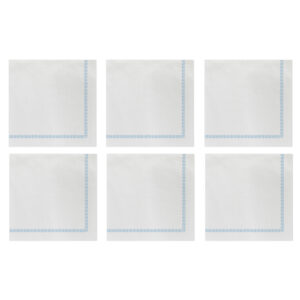 Papersoft Napkins Fringe Light Blue Cocktail Napkins (Pack of 20) - Set of 6 by VIETRI