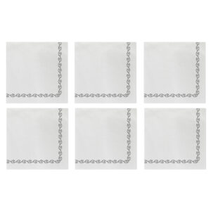 Papersoft Napkins Florentine Light Gray Cocktail Napkins (Pack of 20) - Set of 6 by VIETRI