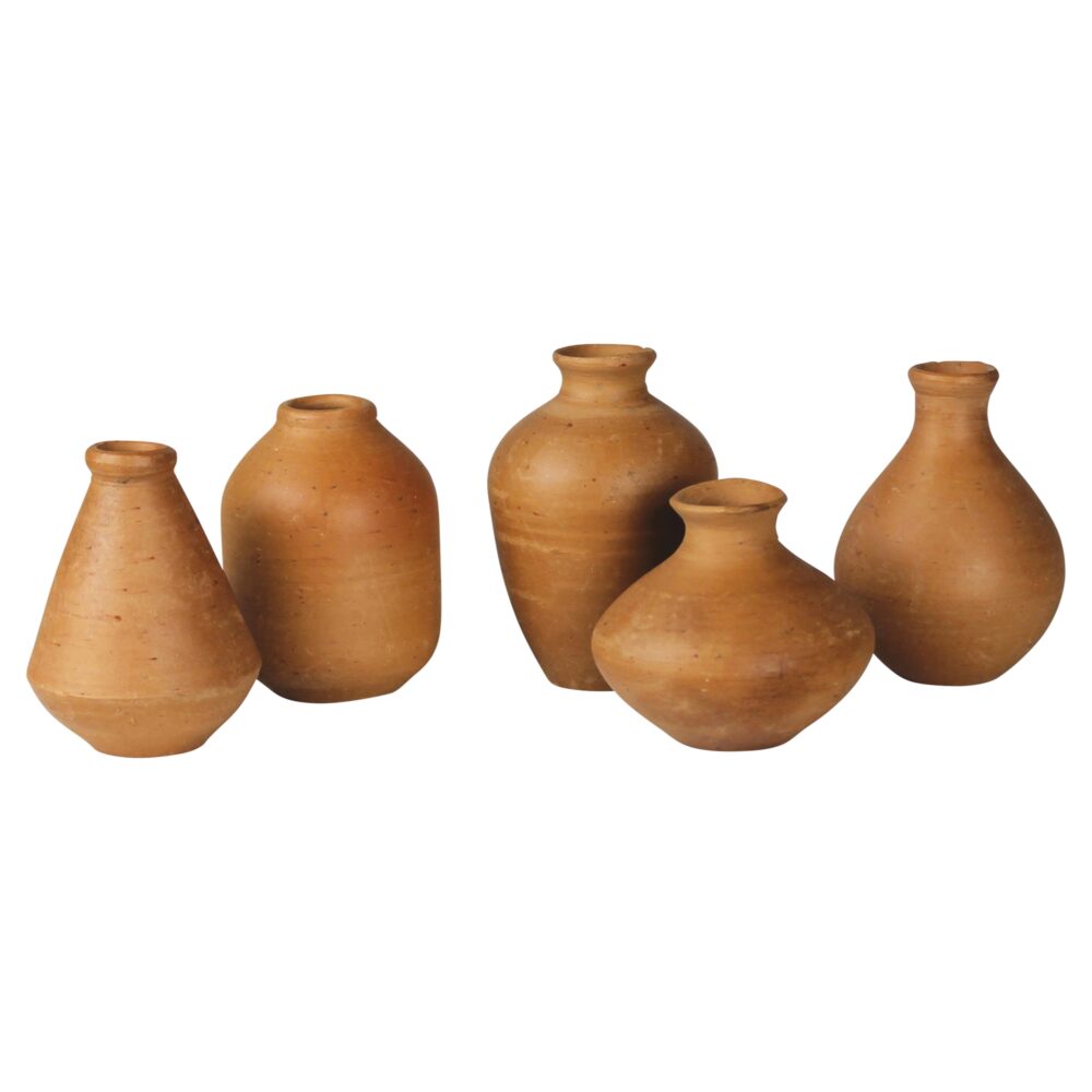 Tiny Terra Cotta Vases Set of 5 by HomArt