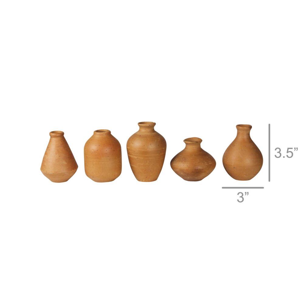 Tiny Terra Cotta Vases Set of 5 by HomArt - Image 3