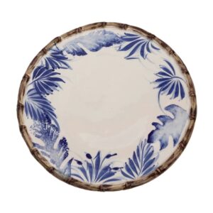 Small Blue Leaves with Bamboo Compagnia Dinner Plate by Abigails
