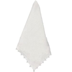 White Cotton Napkin with Pom-Pom Border Set of 8 by Abigails