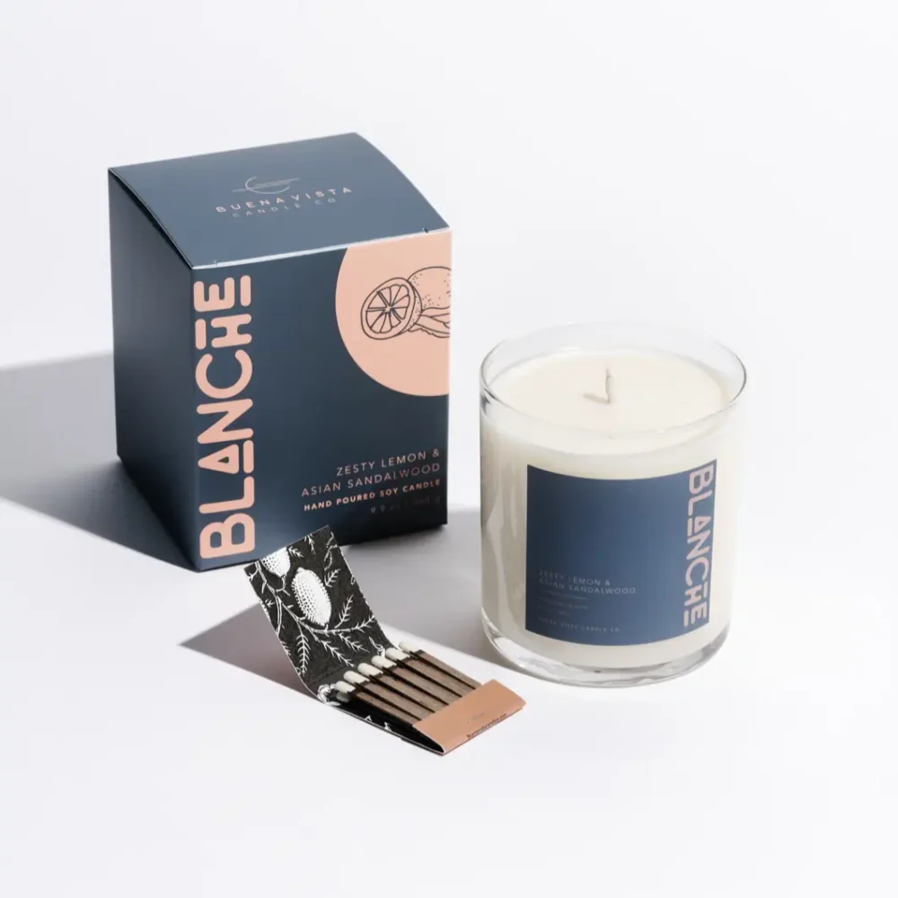 Blanche Zesty Lemon + Sandalwood Candle by Buena Vista Candle Co. - Image 2