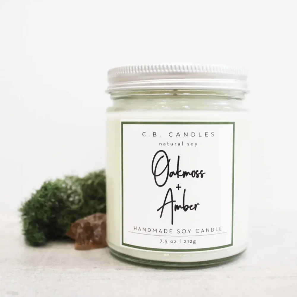 Oakmoss + Amber Candle by C.B. Candles