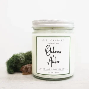 Oakmoss + Amber Candle by C.B. Candles