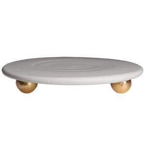Catalina Footed Cheese / Cake Plate Matte White with Gold Feet by Abigails
