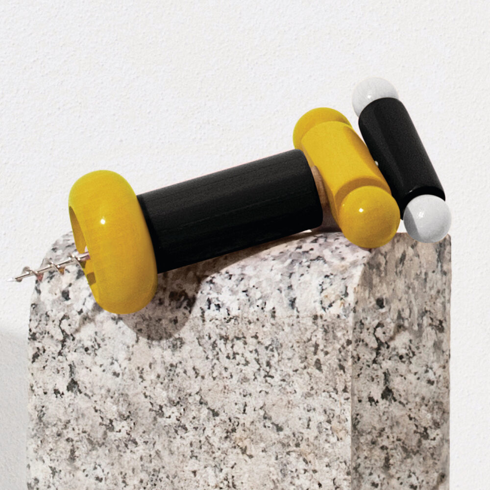 Beechwood Black/Yellow/White Eco Corkscrew  by Alessi - Image 2