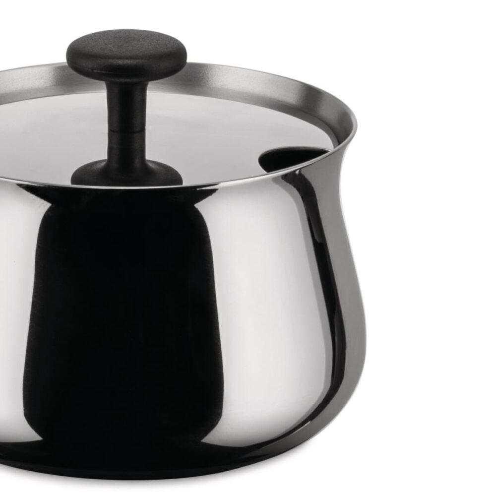 Cha Sugar Bowl with Lid In Mirror Polished Stainless Steel by Alessi - Image 2