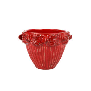 Rustic Garden Red Acanthus Leaf Small Cachepot by VIETRI