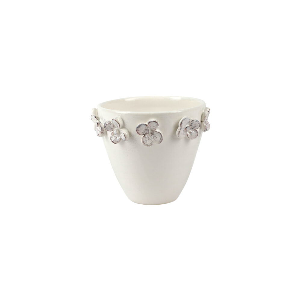 Rustic Garden White Flower Small Cachepot by VIETRI