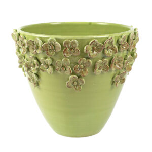 Rustic Garden Pistachio Flower Medium Cachepot by VIETRI