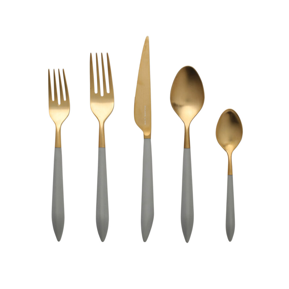 Ares Oro & Light Gray Five-Piece Place Setting by VIETRI