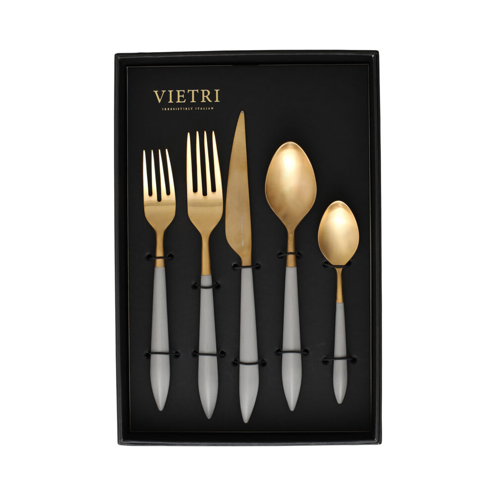 Ares Oro & Light Gray Five-Piece Place Setting – Set of 4 by VIETRI