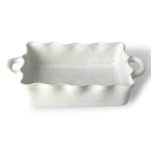 Cozina White Ruffled Baker by Carmel Ceramica