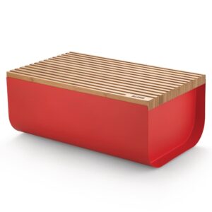 Mattina Red Steel Bread Box Storage Container by Alessi