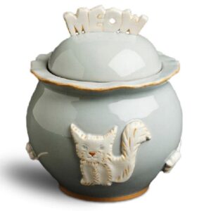 Cat Treat Jar in French Grey by Carmel Ceramica