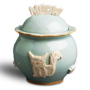 Cat Treat Jar in Sky Blue by Carmel Ceramica