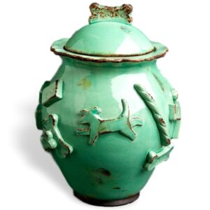 Dog Treat Jar - Aqua/Green by Carmel Ceramica