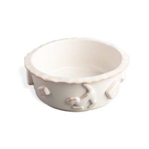 Dog Food/Water Bowl - Medium French White by Carmel Ceramica