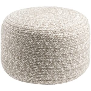 Oatmeal Entwined Indoor/Outdoor Pouf by Livabliss