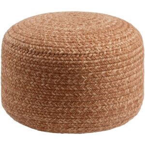 Light Brown and Mauve Entwined Indoor/Outdoor Pouf by Livabliss