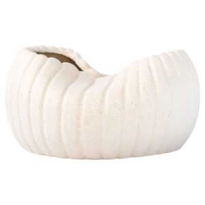 Organic Grainy White Ribbed Bowl Designed by Thom Filicia for Cyan Design