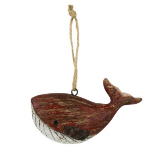 Red Whale Ornament Set of 2 by HomArt