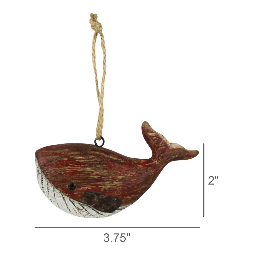Red Whale Ornament Set of 2 by HomArt - Image 2