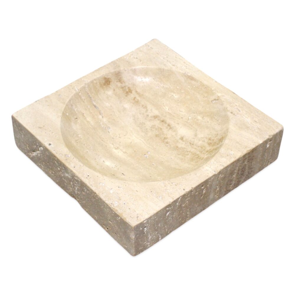 Beige Travertine Concave Bowl by BIDKhome