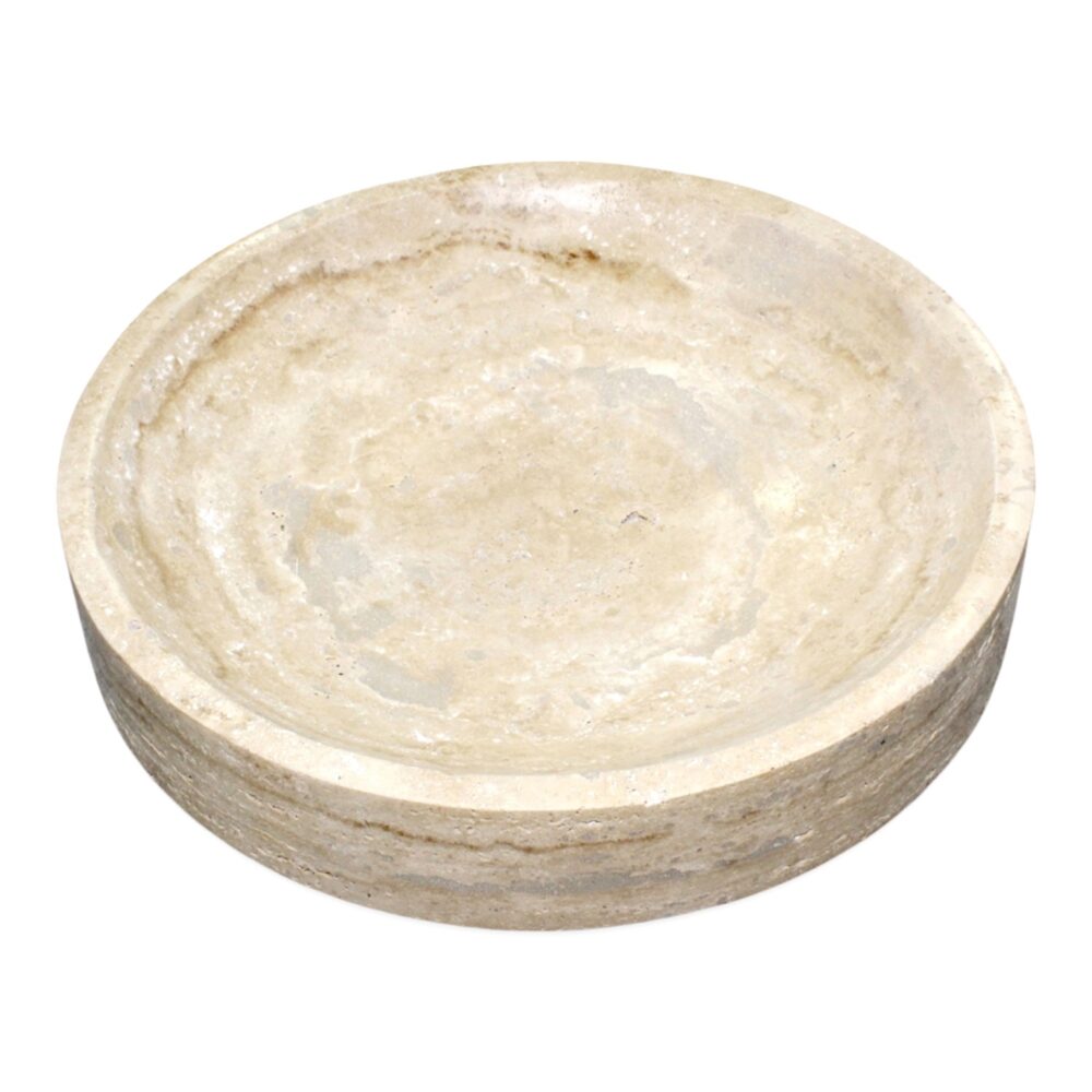 Large Beige Travertine Chip Bowl by BIDKhome